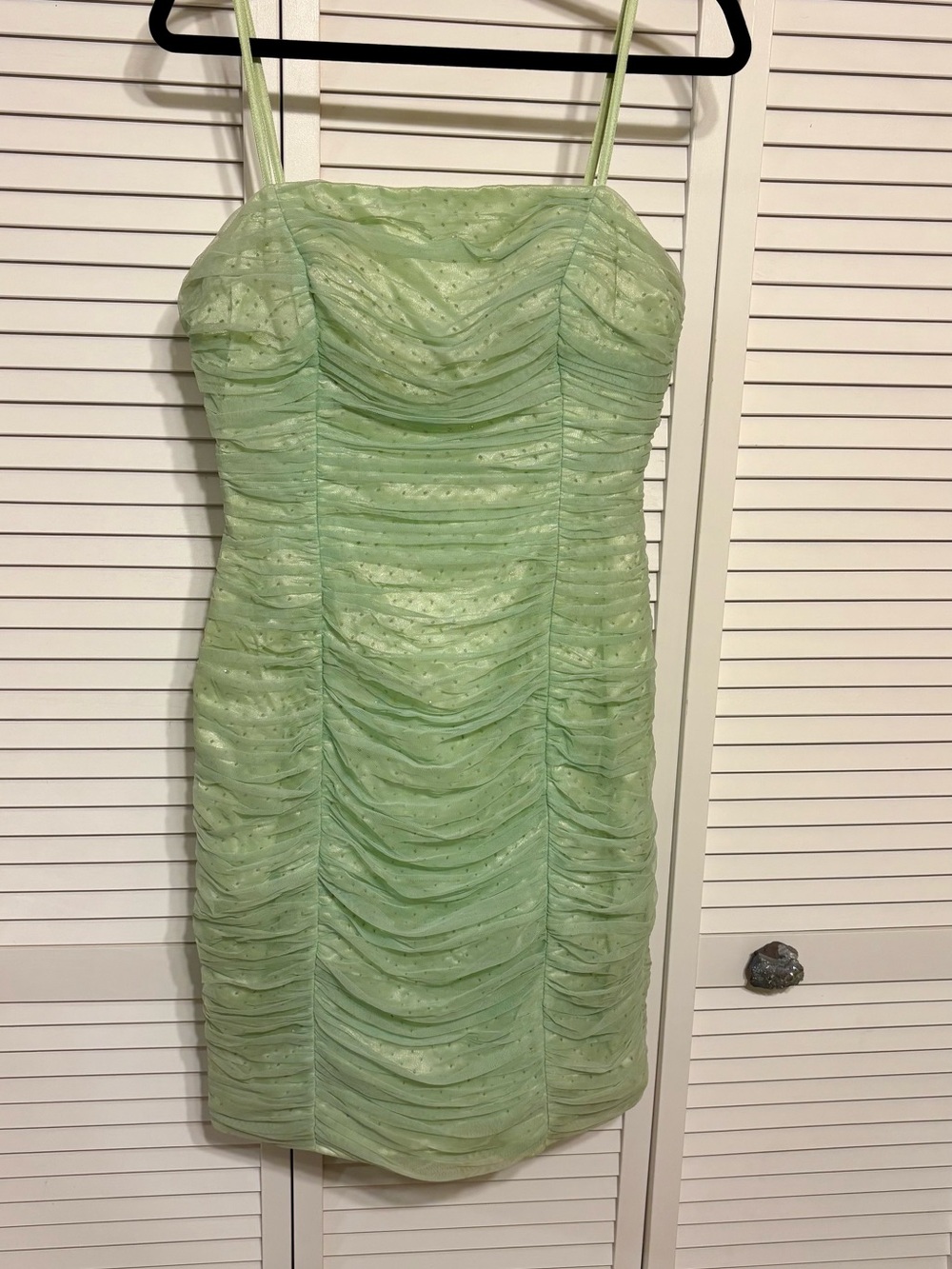 2003 Y2K Papell Boutique Mint Green Ruched Mini Dress